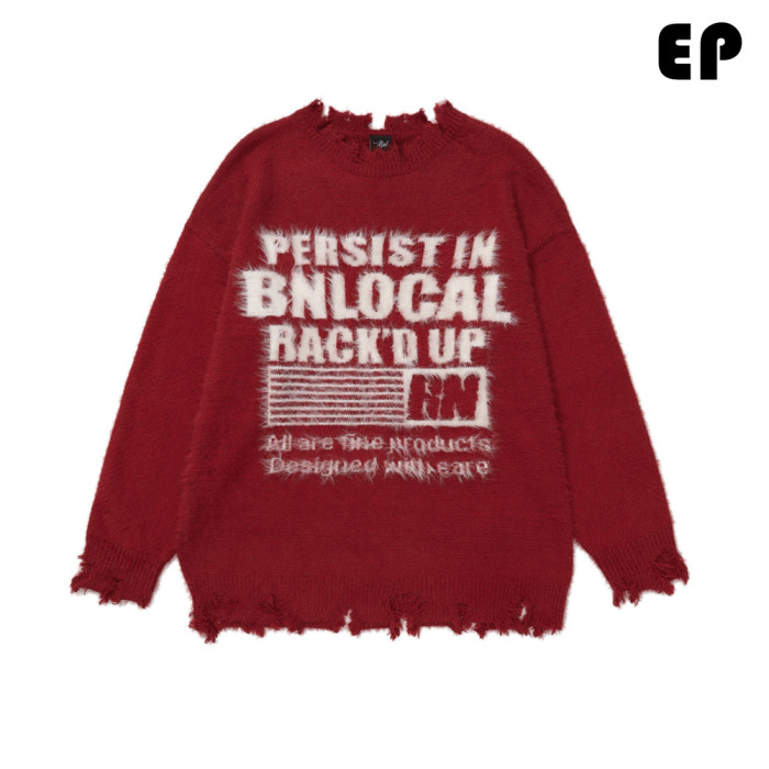 Women Knitted Sweater Pullover Pullover Cardigan Ripped Top