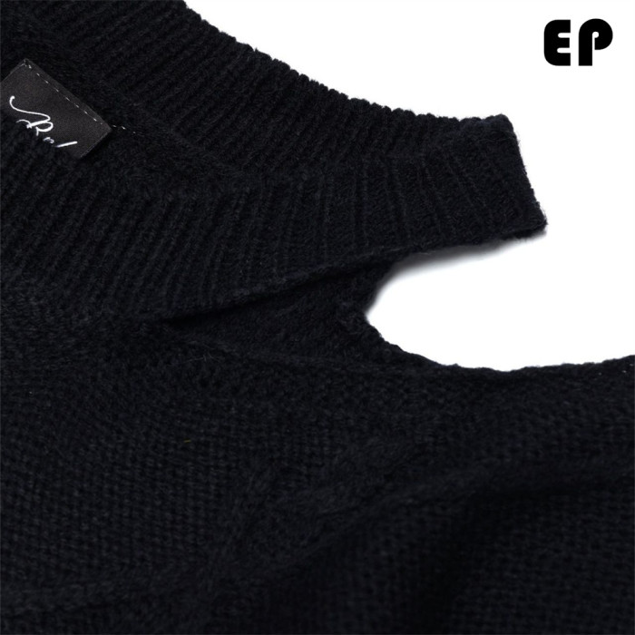 Women Knitted Sweater Pullover Pullover Cardigan Ripped Top