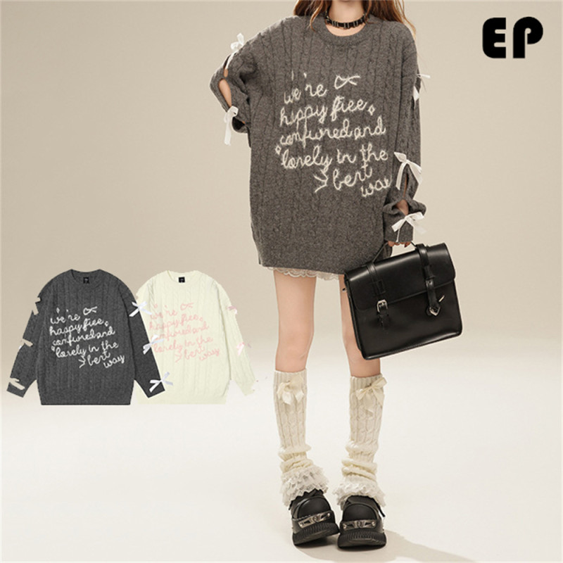 Women Knitted Sweater Pullover Pullover Cardigan Ripped Top