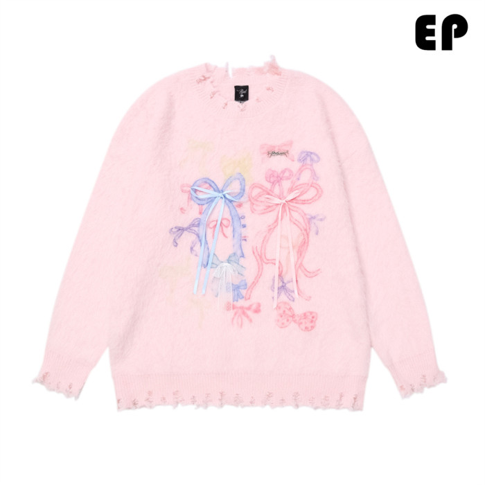 Women Knitted Sweater Pullover Pullover Cardigan Ripped Top