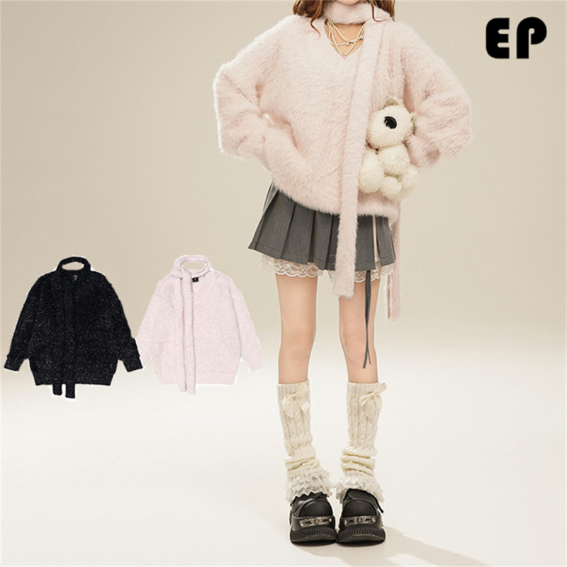 Women Knitted Sweater Pullover Pullover Cardigan Ripped Top