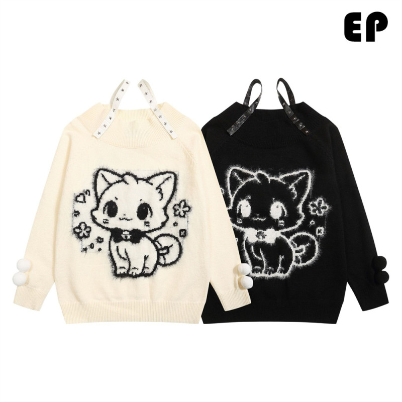 Women Knitted Sweater Pullover Pullover Cardigan Ripped Top