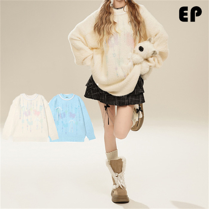 Women Knitted Sweater Pullover Pullover Cardigan Ripped Top