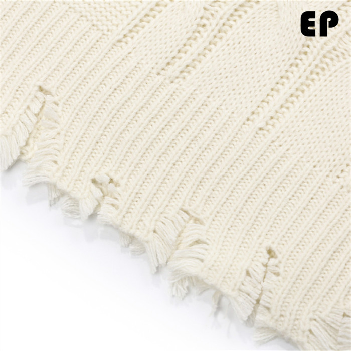 Women Knitted Sweater Pullover Pullover Cardigan Ripped Top