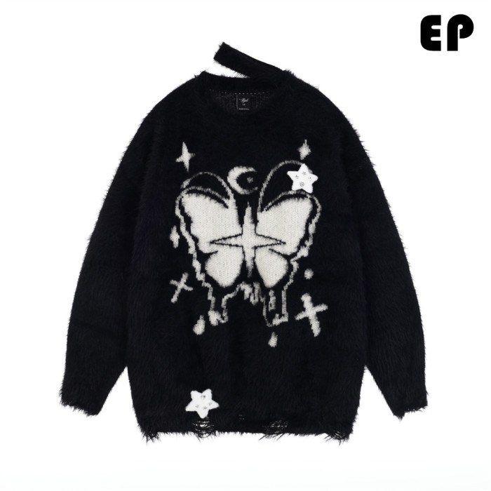 Women Knitted Sweater Pullover Pullover Cardigan Ripped Top