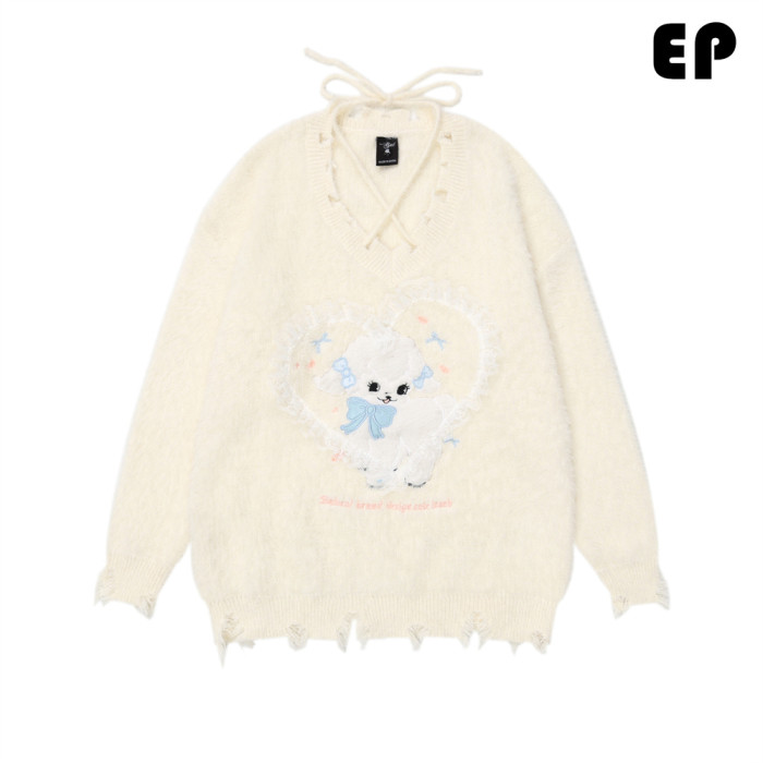 Women Knitted Sweater Pullover Pullover Cardigan Ripped Top