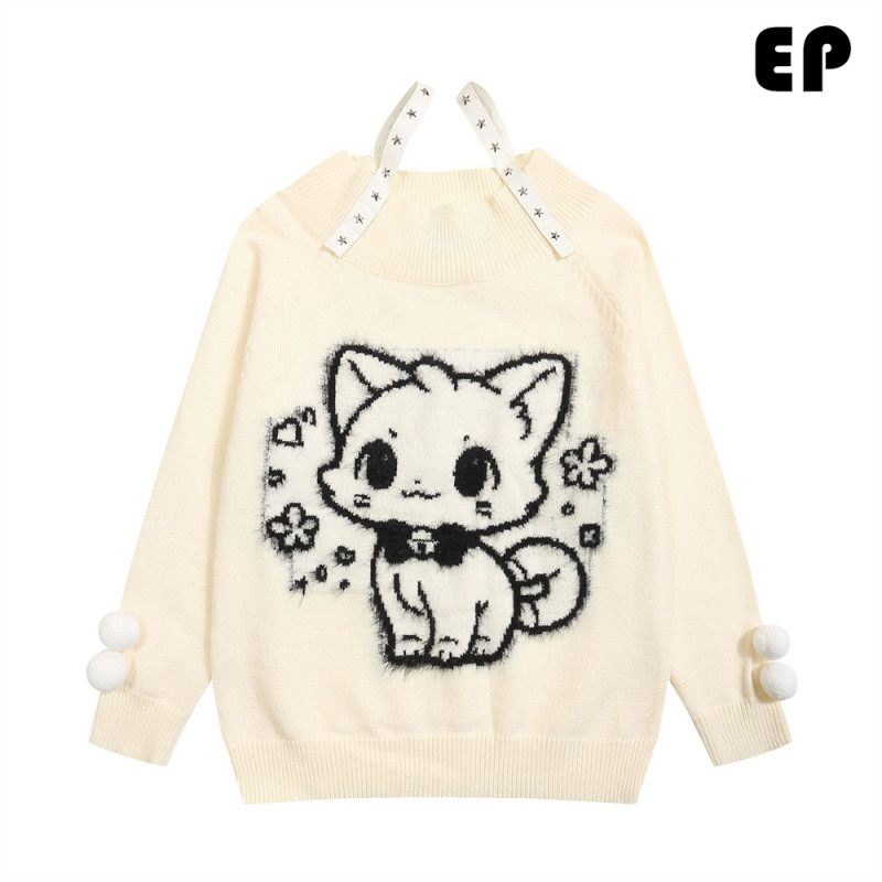 Women Knitted Sweater Pullover Pullover Cardigan Ripped Top