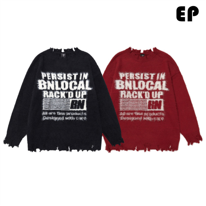 Women Knitted Sweater Pullover Pullover Cardigan Ripped Top