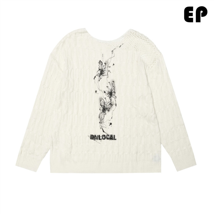 Women Knitted Sweater Pullover Pullover Cardigan Ripped Top