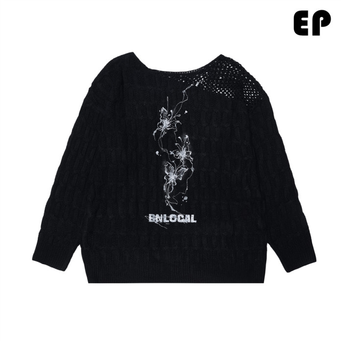 Women Knitted Sweater Pullover Pullover Cardigan Ripped Top