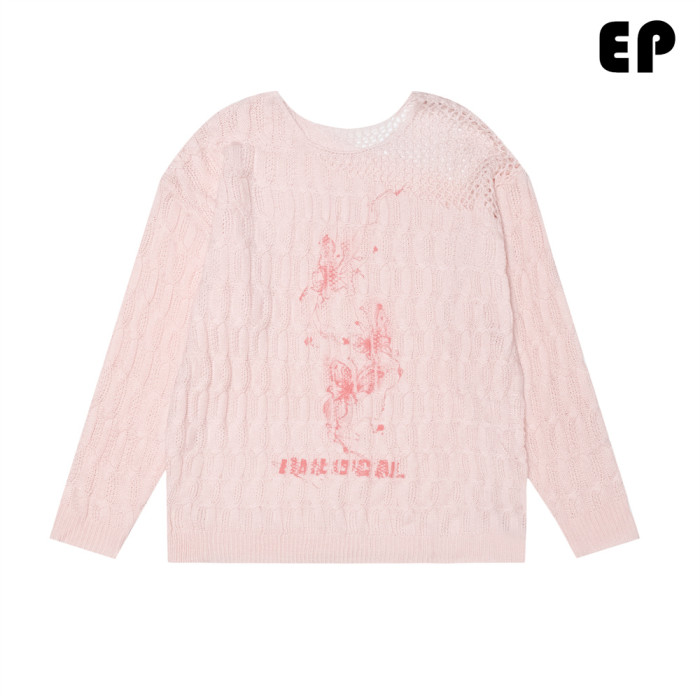 Women Knitted Sweater Pullover Pullover Cardigan Ripped Top