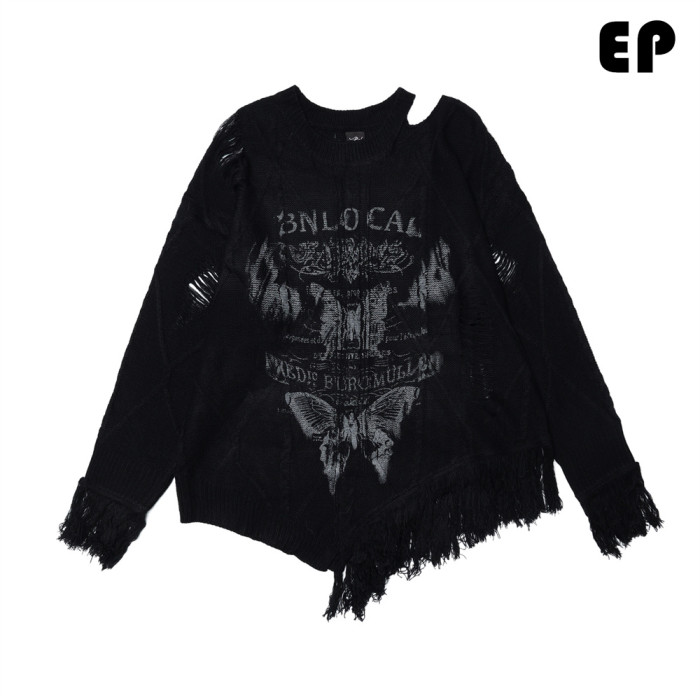 Women Knitted Sweater Pullover Pullover Cardigan Ripped Top