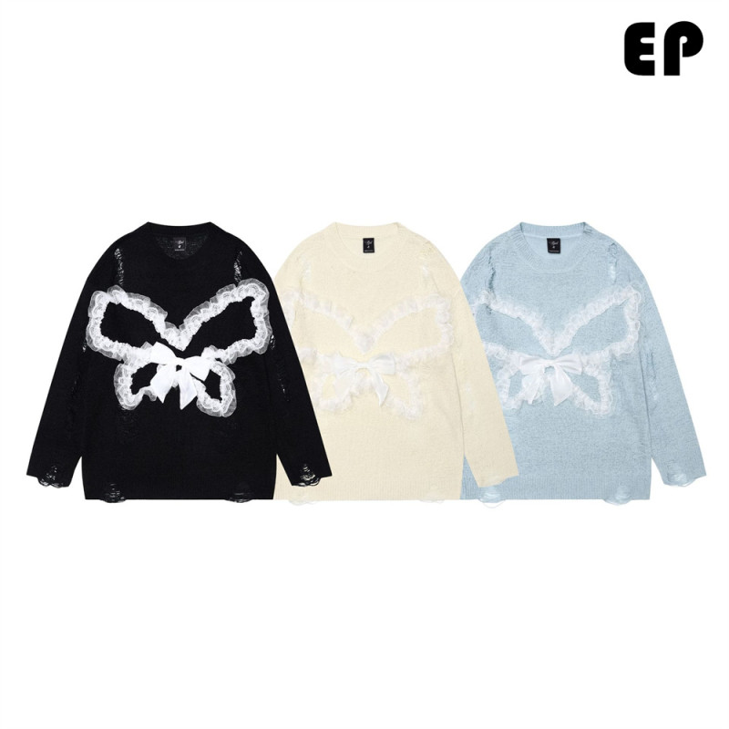 Women Knitted Sweater Pullover Pullover Cardigan Ripped Top