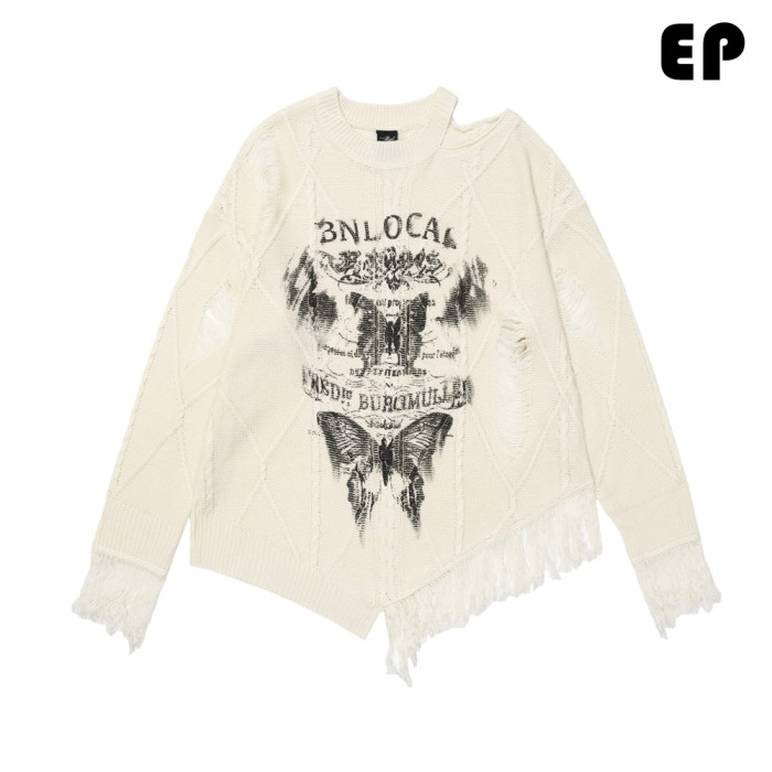 Women Knitted Sweater Pullover Pullover Cardigan Ripped Top