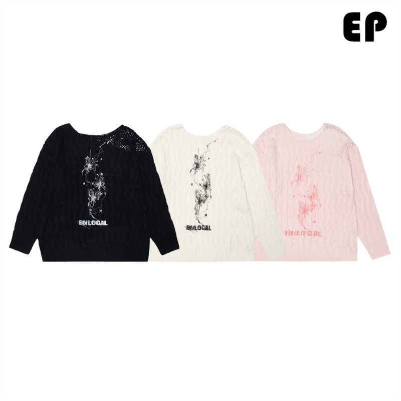 Women Knitted Sweater Pullover Pullover Cardigan Ripped Top