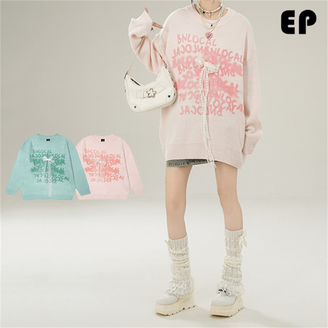 Women Knitted Sweater Pullover Pullover Cardigan Ripped Top