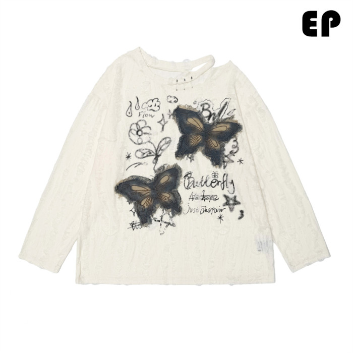 Women Knitted Sweater Pullover Pullover Cardigan Ripped Top