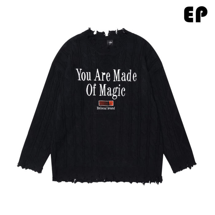 Women Knitted Sweater Pullover Pullover Cardigan Ripped Top