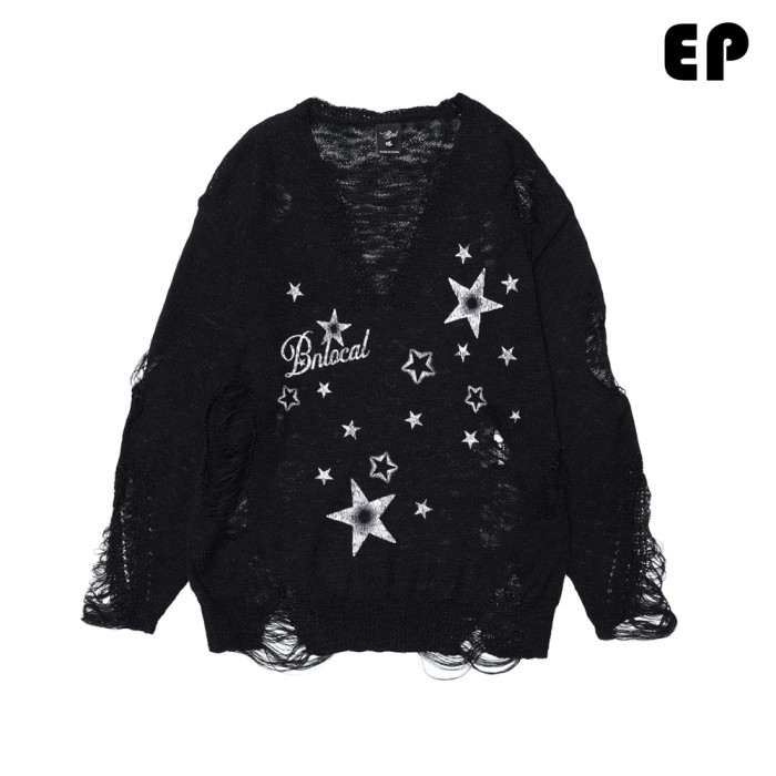 Women Knitted Sweater Pullover Pullover Cardigan Ripped Top