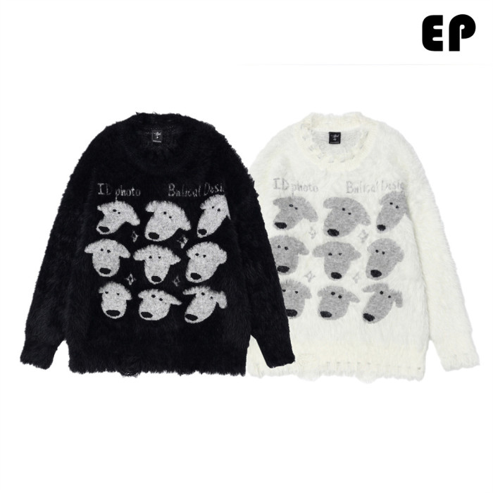 Women Knitted Sweater Pullover Pullover Cardigan Ripped Top