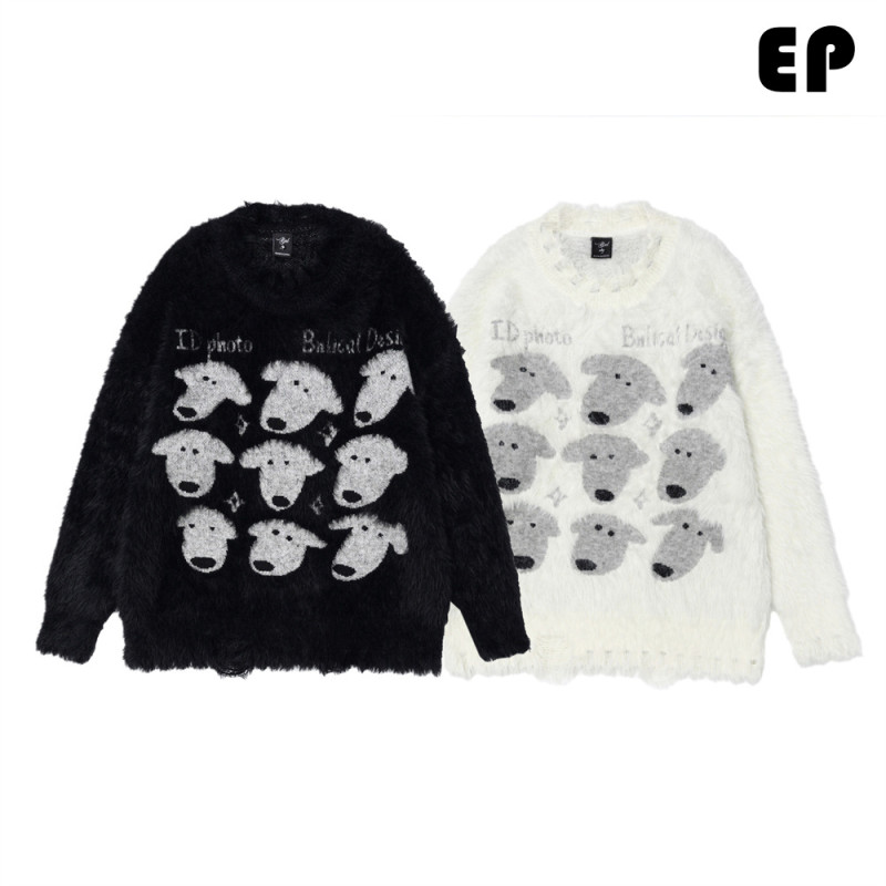 Women Knitted Sweater Pullover Pullover Cardigan Ripped Top