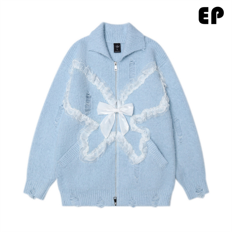 Women Knitted Sweater Pullover Pullover Cardigan Ripped Top