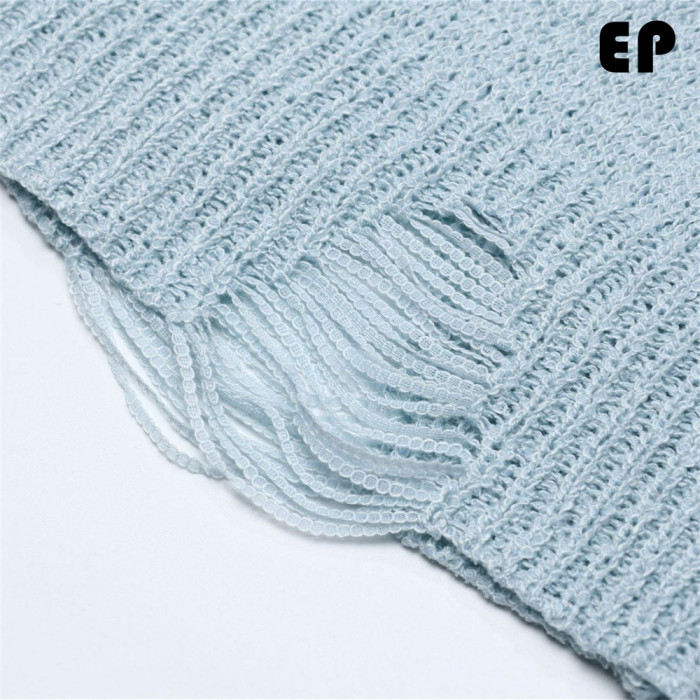 Women Knitted Sweater Pullover Pullover Cardigan Ripped Top