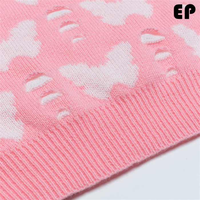 Women Knitted Sweater Pullover Pullover Cardigan Ripped Top