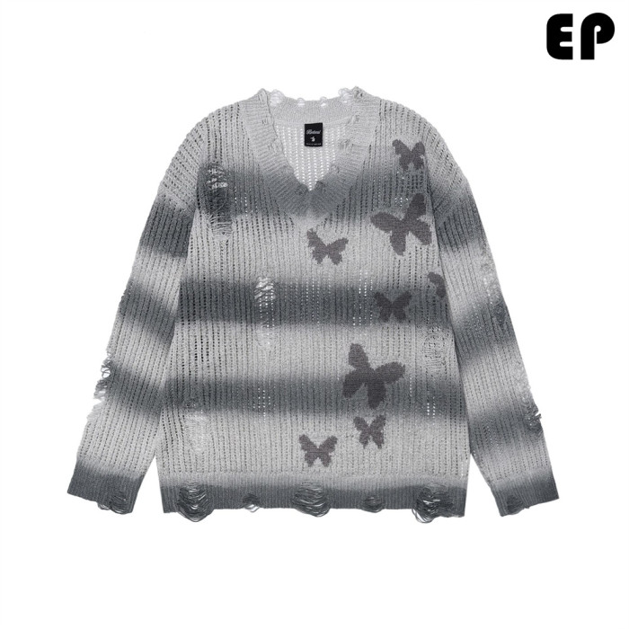 Women Knitted Sweater Pullover Pullover Cardigan Ripped Top