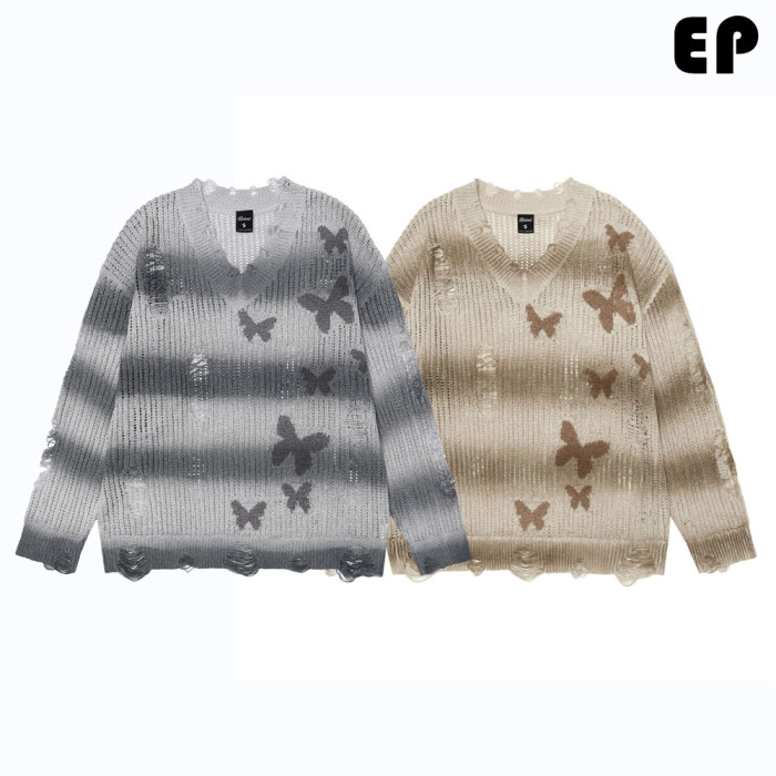 Women Knitted Sweater Pullover Pullover Cardigan Ripped Top