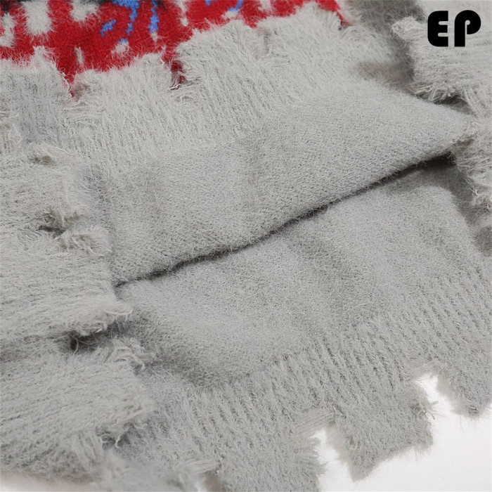 Women Knitted Sweater Pullover Pullover Cardigan Ripped Top