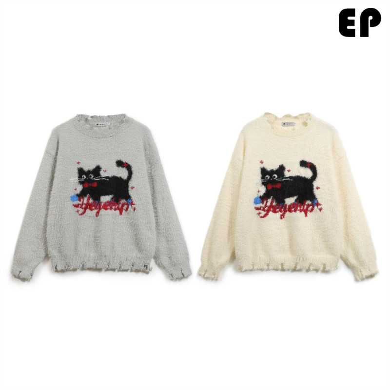 Women Knitted Sweater Pullover Pullover Cardigan Ripped Top