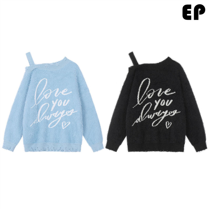 Women Knitted Sweater Pullover Pullover Cardigan Ripped Top