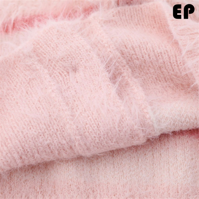 Women Knitted Sweater Pullover Pullover Cardigan Ripped Top