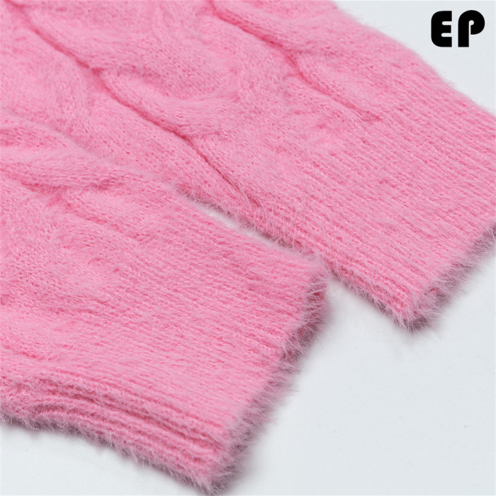 Women Knitted Sweater Pullover Pullover Cardigan Ripped Top