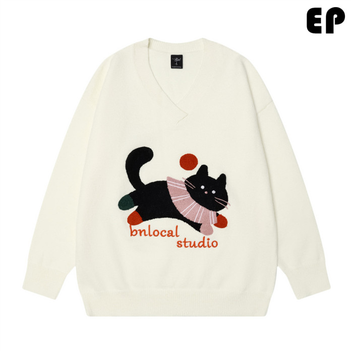 Women Knitted Sweater Pullover Pullover Cardigan Ripped Top