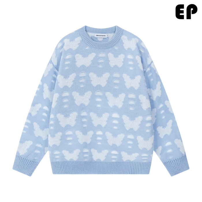 Women Knitted Sweater Pullover Pullover Cardigan Ripped Top