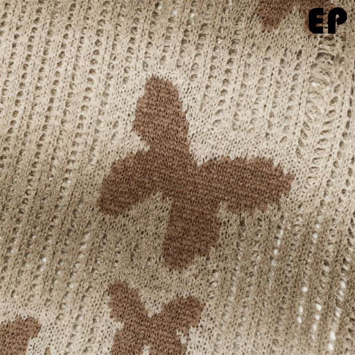 Women Knitted Sweater Pullover Pullover Cardigan Ripped Top