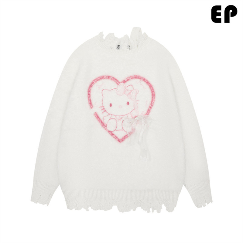 Women Knitted Sweater Pullover Pullover Cardigan Ripped Top