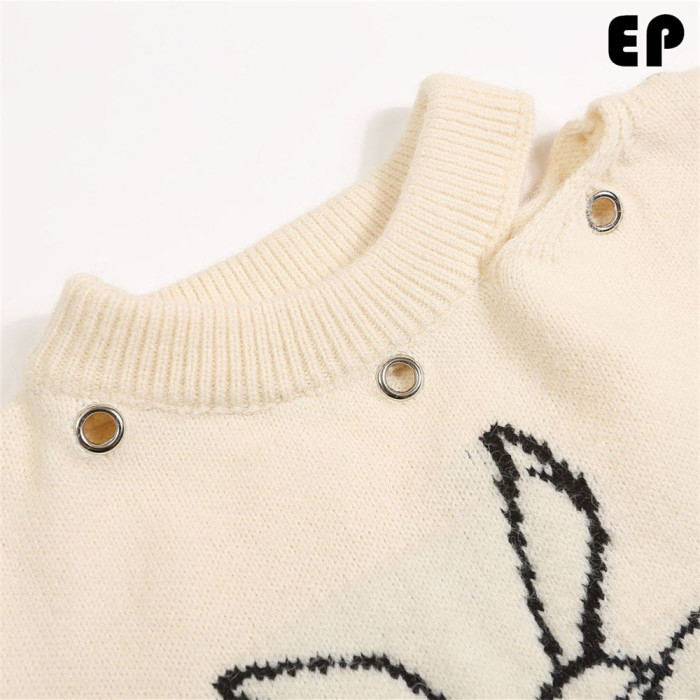Women Knitted Sweater Pullover Pullover Cardigan Ripped Top