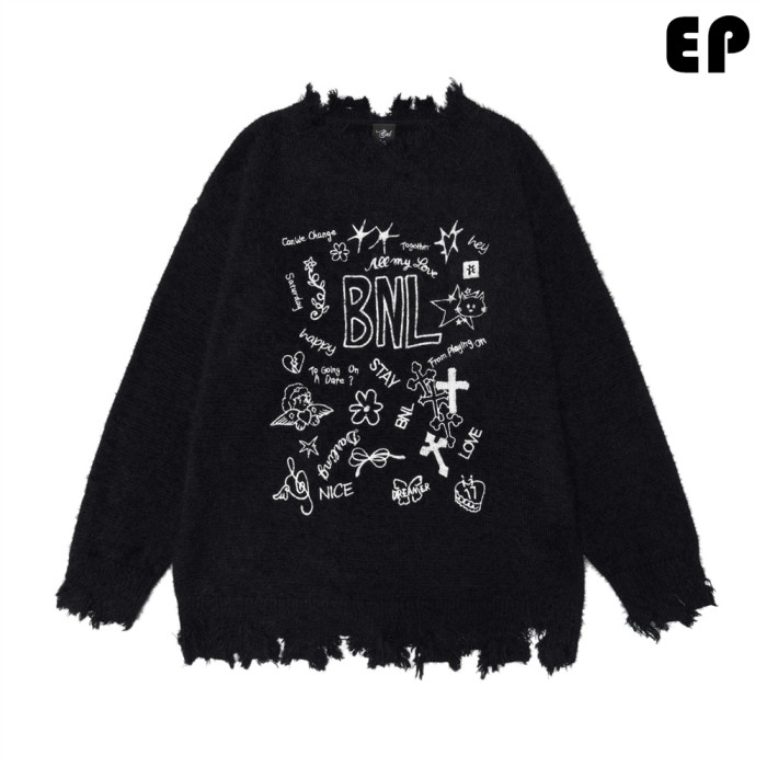 Women Knitted Sweater Pullover Pullover Cardigan Ripped Top