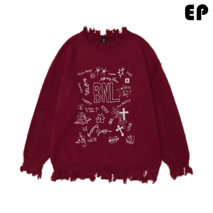 Women Knitted Sweater Pullover Pullover Cardigan Ripped Top