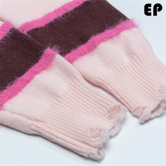 Women Knitted Sweater Pullover Pullover Cardigan Ripped Top