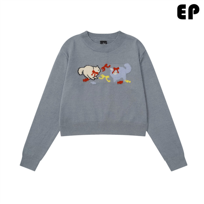 Women Knitted Sweater Pullover Pullover Cardigan Ripped Top