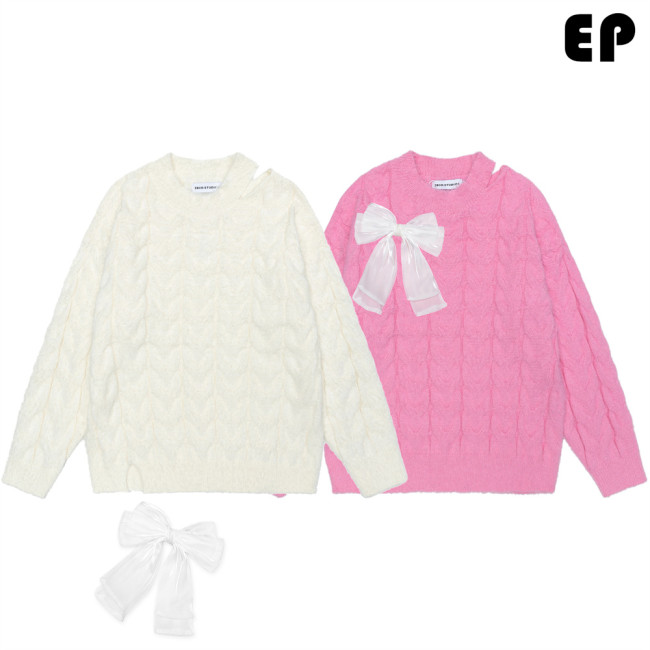 Women Knitted Sweater Pullover Pullover Cardigan Ripped Top