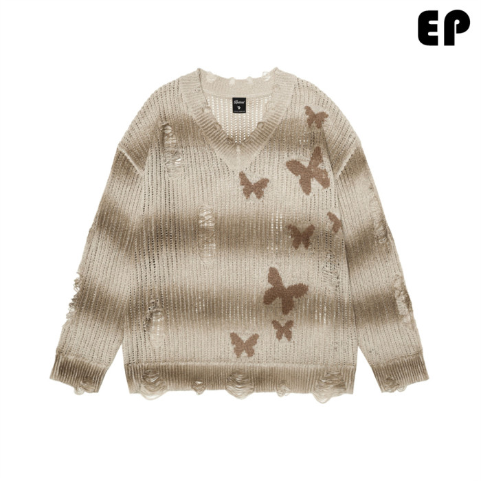 Women Knitted Sweater Pullover Pullover Cardigan Ripped Top