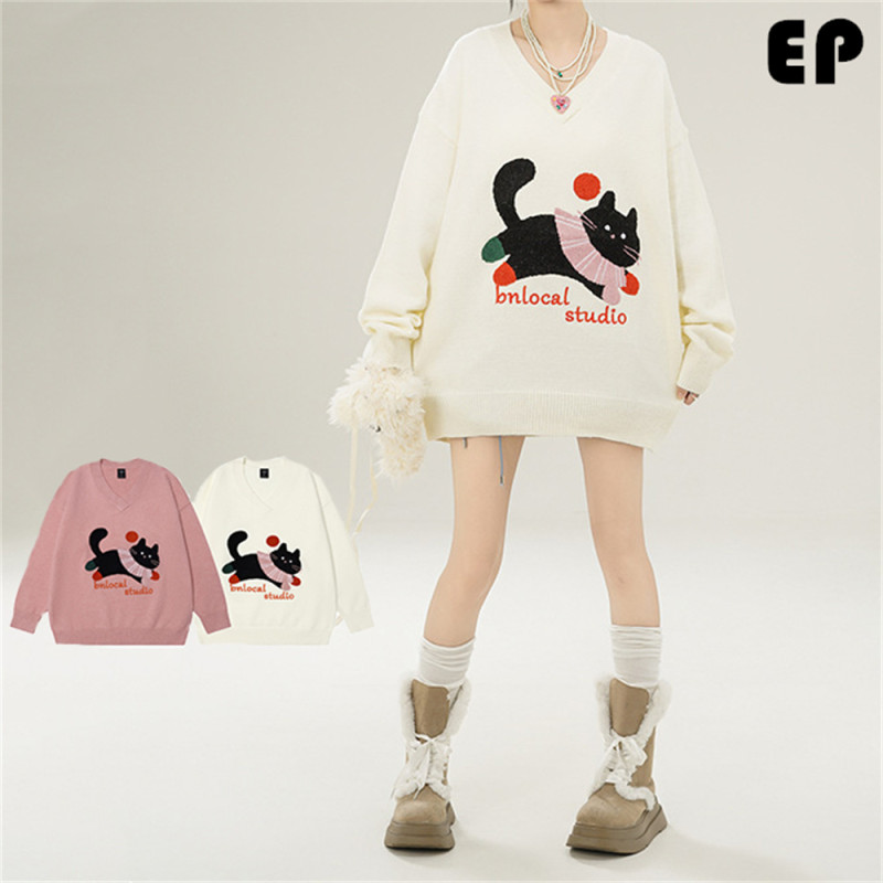 Women Knitted Sweater Pullover Pullover Cardigan Ripped Top