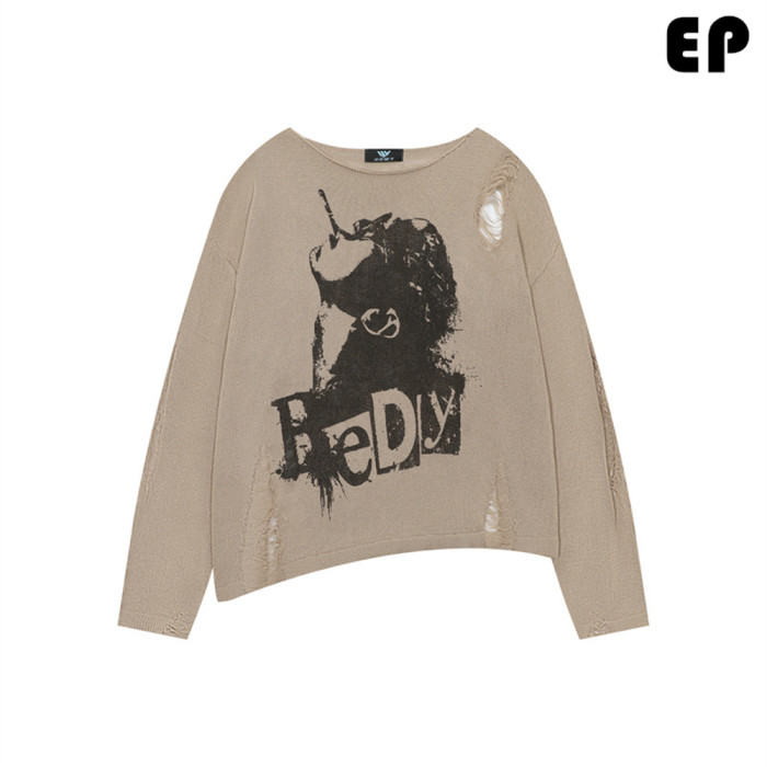 Women Knitted Sweater Pullover Pullover Cardigan Ripped Top