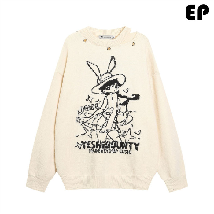 Women Knitted Sweater Pullover Pullover Cardigan Ripped Top