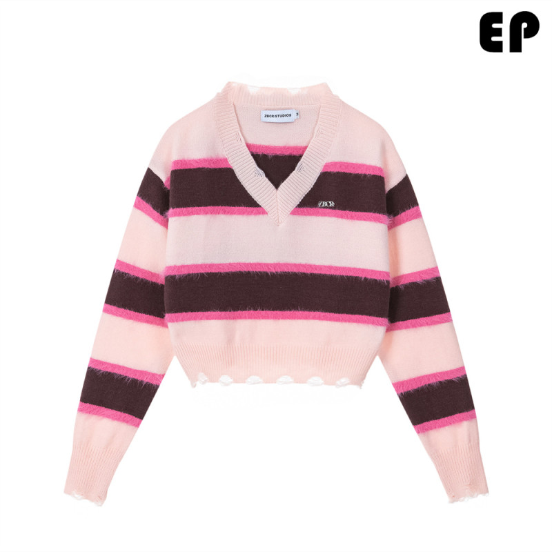 Women Knitted Sweater Pullover Pullover Cardigan Ripped Top